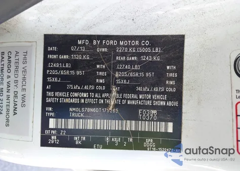 2013 Ford Transit Connect Xlt из США, поврежденный, VIN NM0LS7BN6DT175265